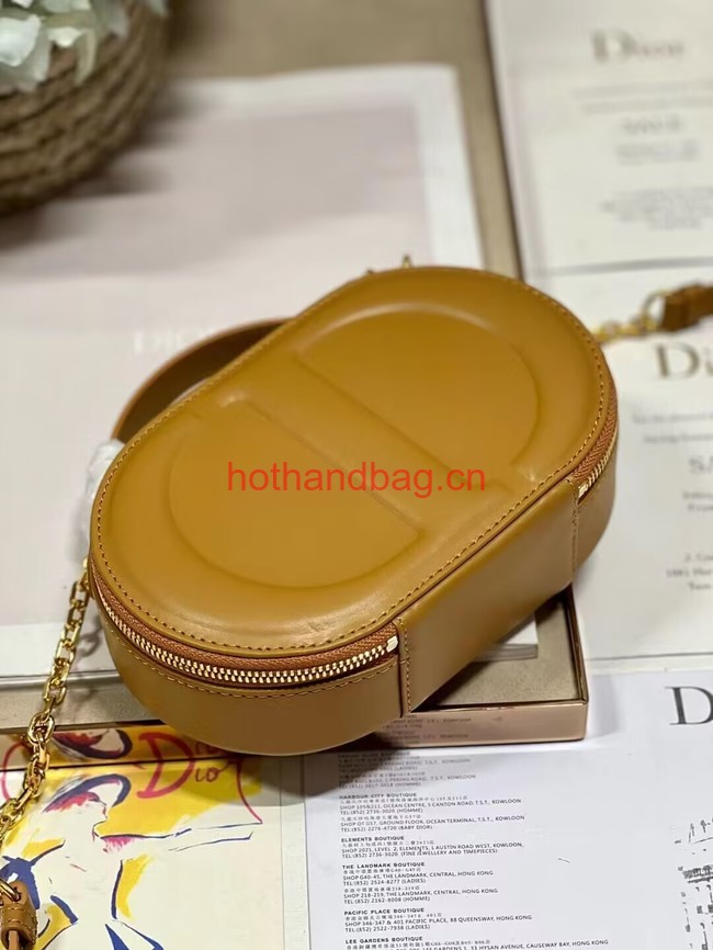 CD SIGNATURE OVAL CAMERA BAG Golden Saddle Calfskin with Embossed CD Signature S2201UMFV