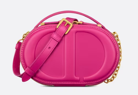 CD SIGNATURE OVAL CAMERA BAG Rani Pink Calfskin with Embossed CD Signature S2201UMFV