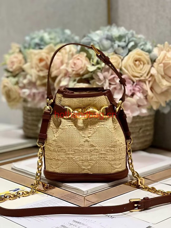 SMALL CEST DIOR BAG Natural Cannage Raffia M2272UB 