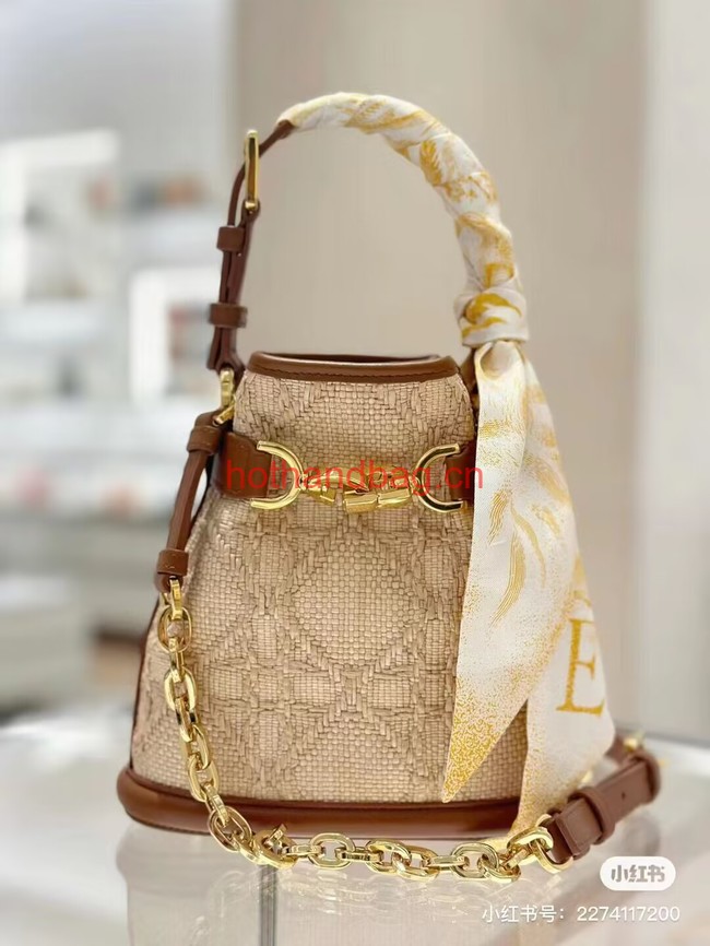 SMALL CEST DIOR BAG Natural Cannage Raffia M2272UB 