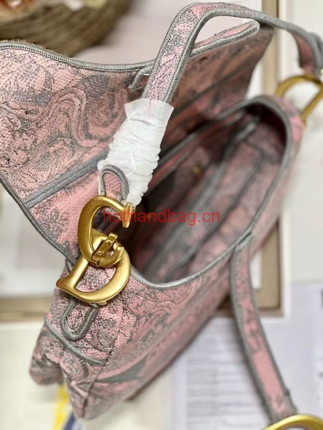 Dior SADDLE BAG Pink Toile de Jouy Reverse Embroidery M0446CEUP