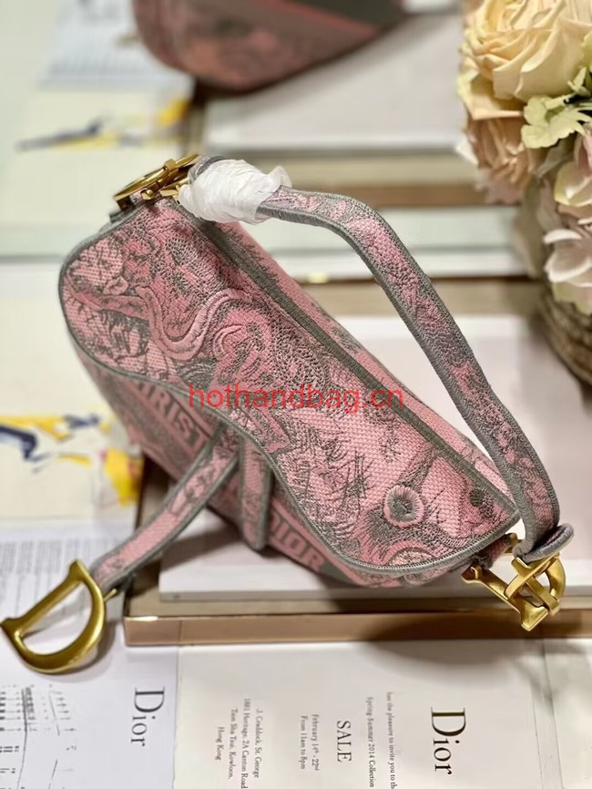 Dior SADDLE BAG Pink Toile de Jouy Reverse Embroidery M0446CEUP