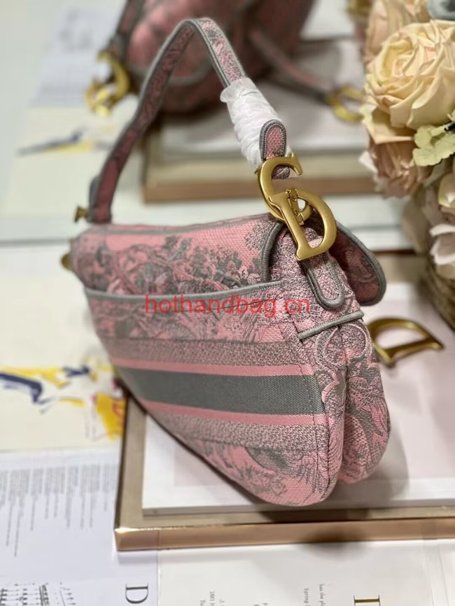 Dior SADDLE BAG Pink Toile de Jouy Reverse Embroidery M0446CEUP