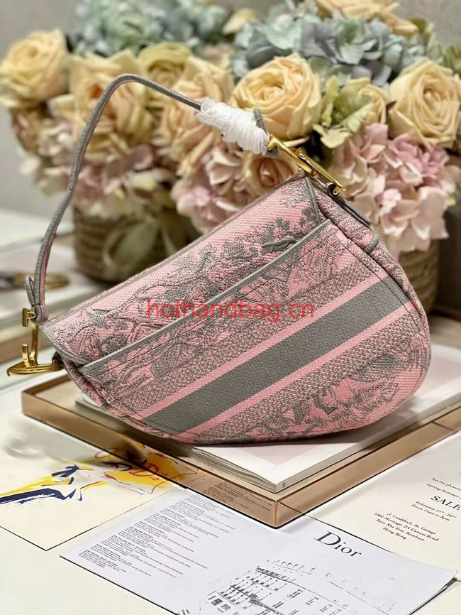 Dior SADDLE BAG Pink Toile de Jouy Reverse Embroidery M0446CEUP