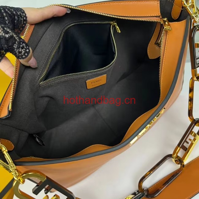 Fendi O Lock Zipper leather bag F1068 brown