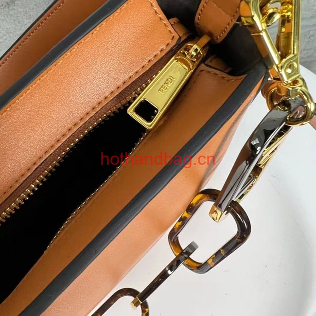 Fendi O Lock Zipper leather bag F1068 brown