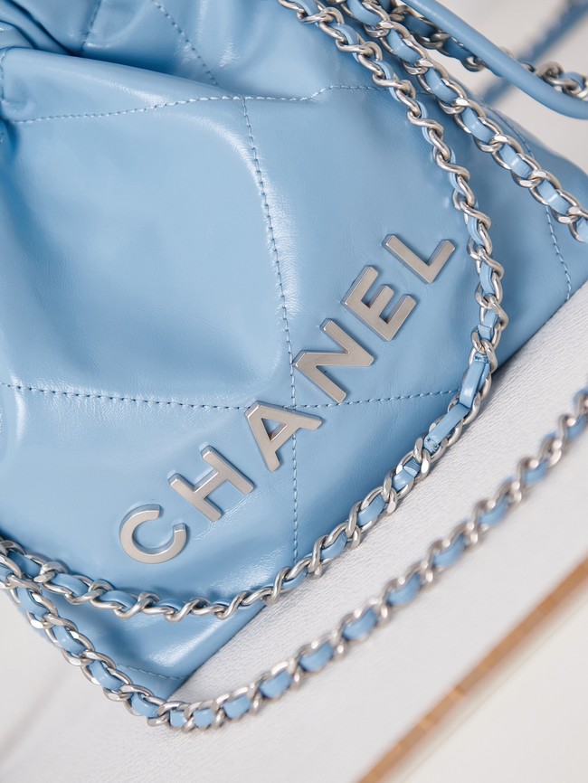 CHANEL 22 MINI HANDBAG AS3980 blue & Silver Tone