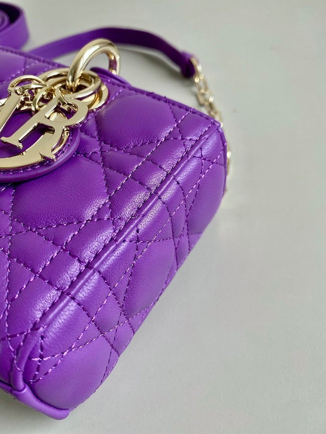 DIOR SMALL LADY D-JOY BAG Cannage Lambskin M0613ON Purple