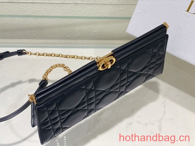 DIOR CARO COLLE NOIRE CLUTCH WITH CHAIN Black Cannage Lambskin S5166UDBB