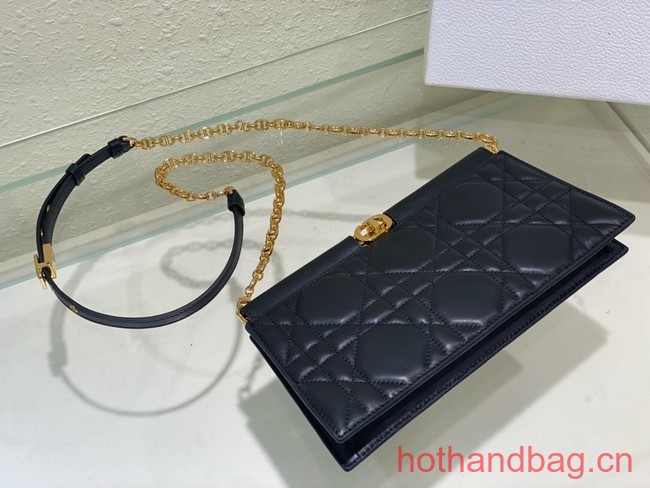 DIOR CARO COLLE NOIRE CLUTCH WITH CHAIN Black Cannage Lambskin S5166UDBB