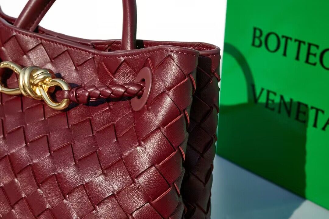 Bottega Veneta Andiamo Small Intrecciato Leather Tote 743572 Wine