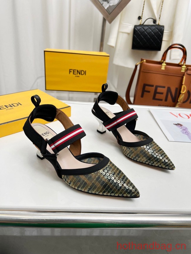 Fendi Colibri mesh high-heeled slingbacks 93615-1