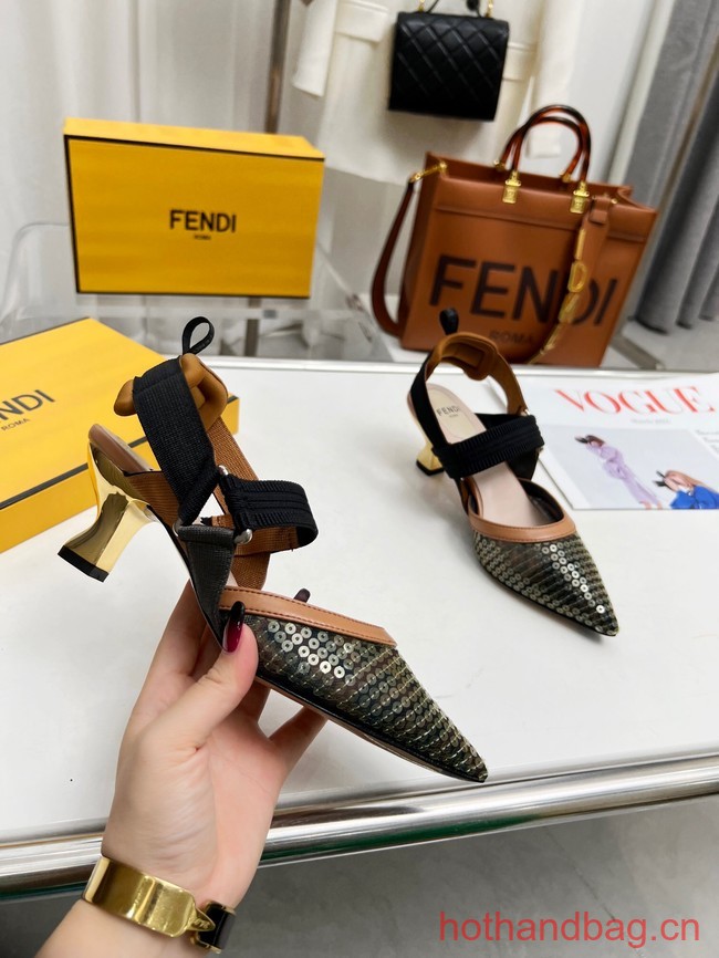 Fendi Colibri mesh high-heeled slingbacks 93615-4