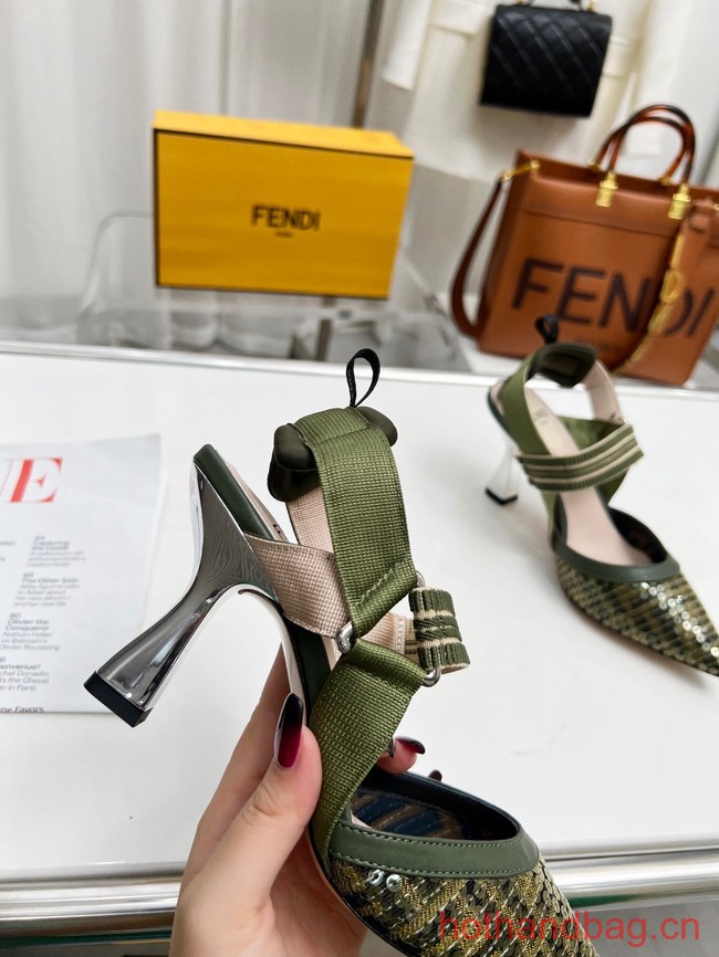 Fendi Colibri mesh high-heeled slingbacks 93616-1