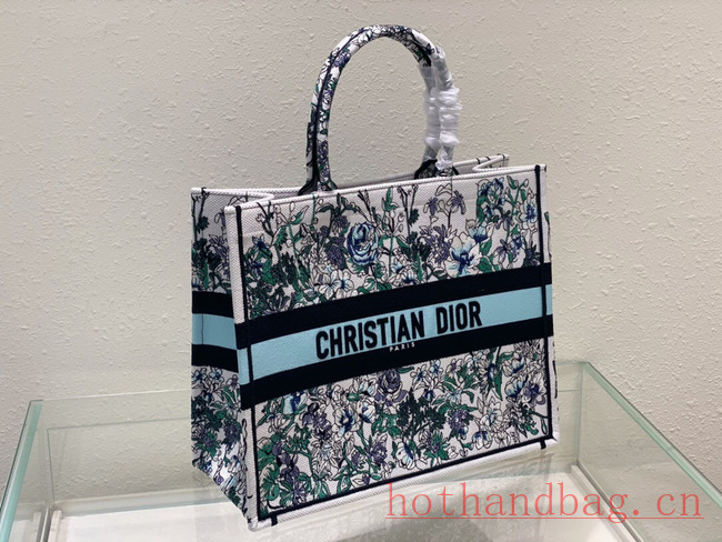 LARGE DIOR BOOK TOTE Multicolor Florilegio Embroidery M1286ZEMF-2