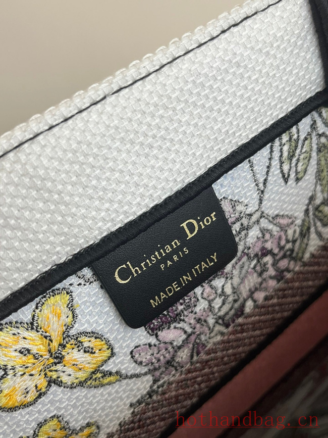 MEDIUM DIOR BOOK TOTE White Multicolor Florilegio Embroidery M1296ZEMF