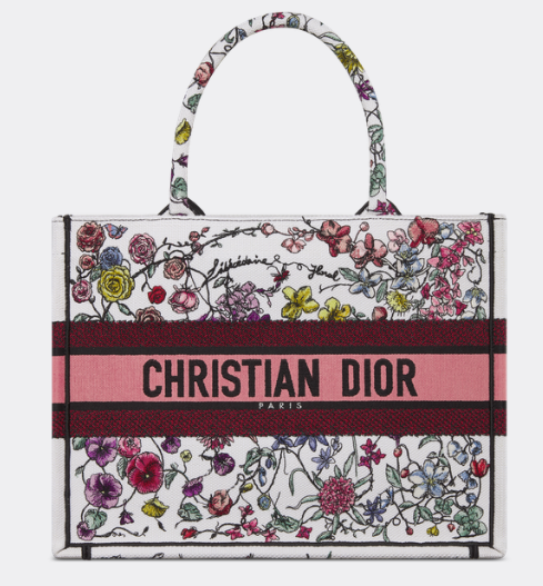 MEDIUM DIOR BOOK TOTE White Multicolor Florilegio Embroidery M1296ZEMF