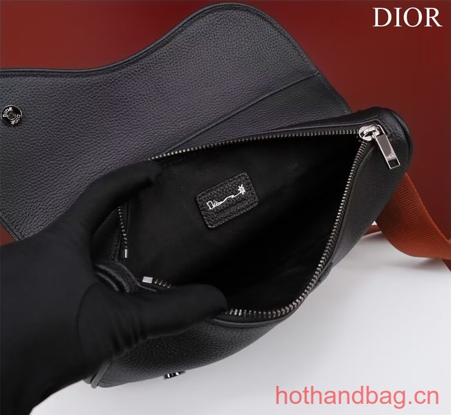 Dior Essentials SADDLE BAG Grained Calfskin 1ADPO093G BLACK