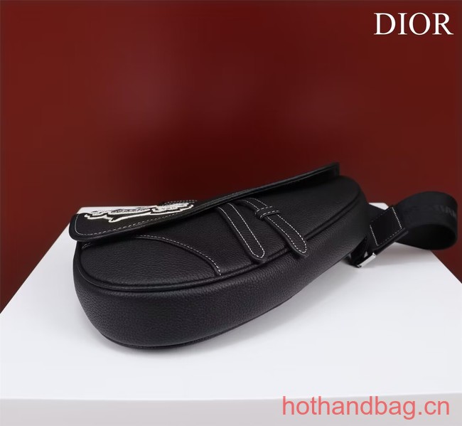 Dior Essentials SADDLE BAG Grained Calfskin 1ADPO093H BLACK