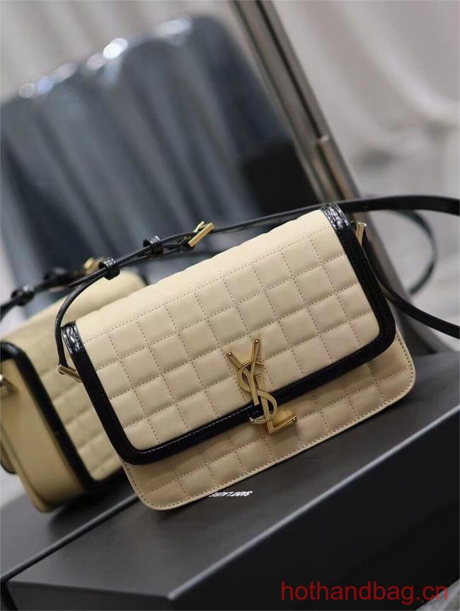 SAINT LAUREN SOLFERINO MEDIUM SATCHEL IN QUILTED NUBUCK SUEDE Y886305 OFF WHITE AND BLACK