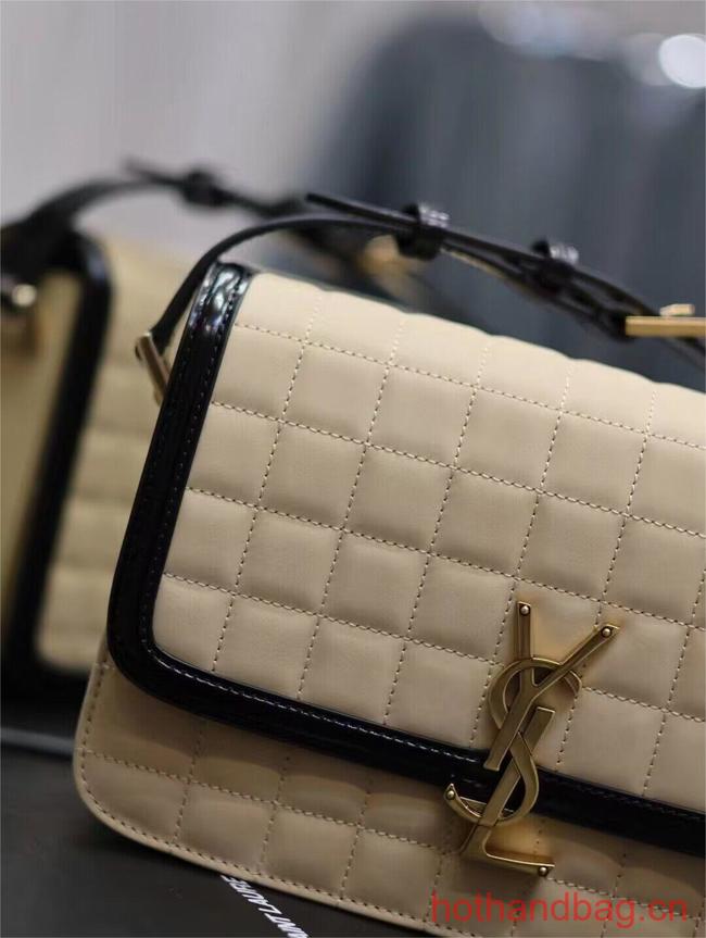 SAINT LAUREN SOLFERINO MEDIUM SATCHEL IN QUILTED NUBUCK SUEDE Y886305 OFF WHITE AND BLACK