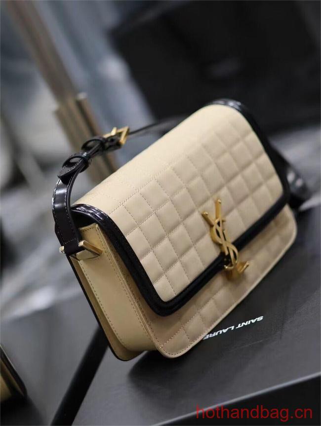 SAINT LAUREN SOLFERINO MEDIUM SATCHEL IN QUILTED NUBUCK SUEDE Y886305 OFF WHITE AND BLACK