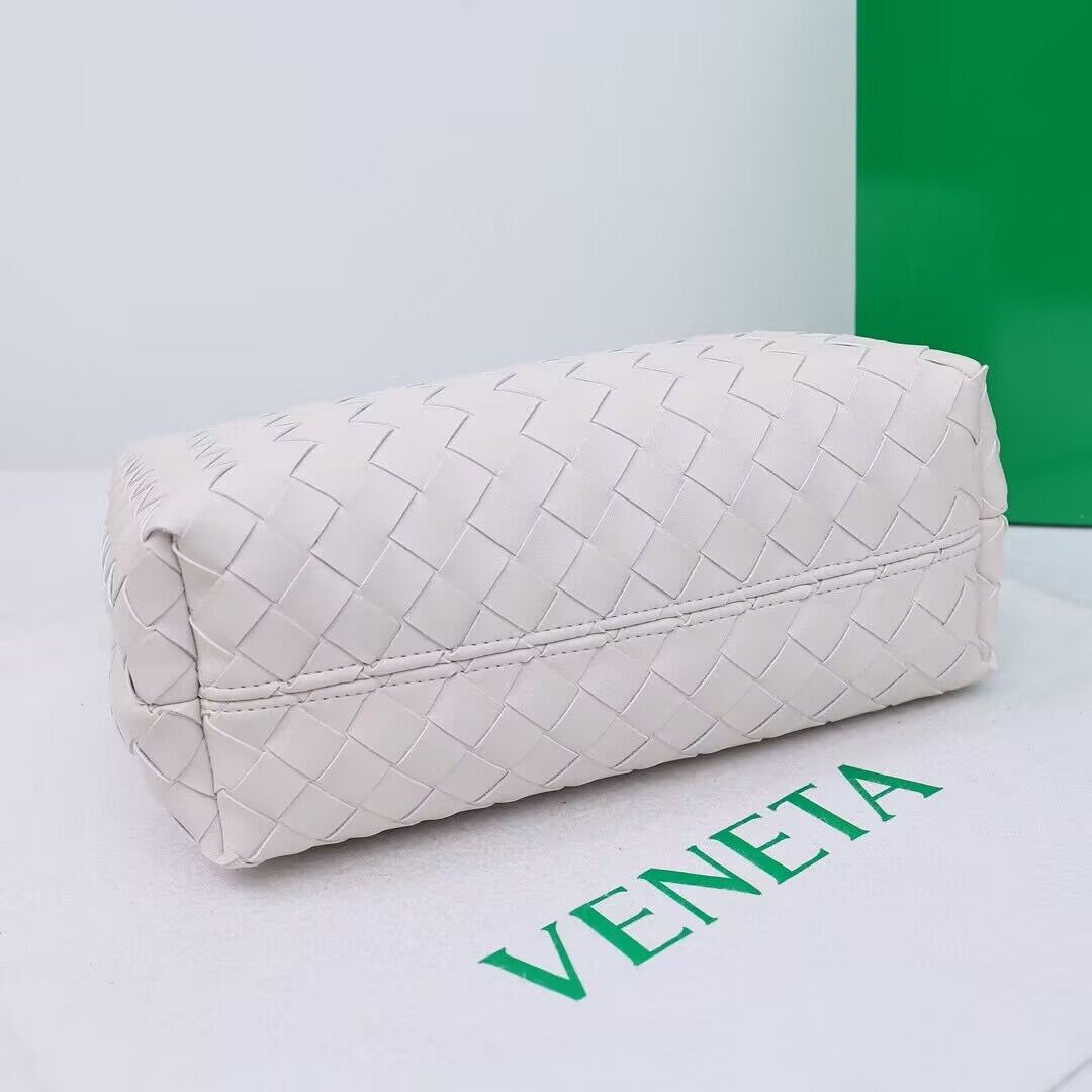 Bottega Veneta Andiamo Small Intrecciato Leather Tote 743572 White