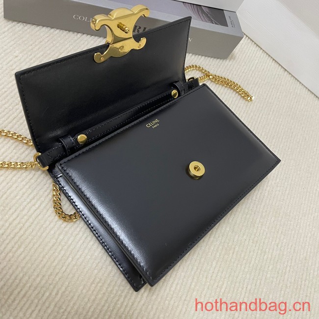 Celine CLUTCH WITH CHAIN IN TRIOMPHE LAMBSKIN 107732 black