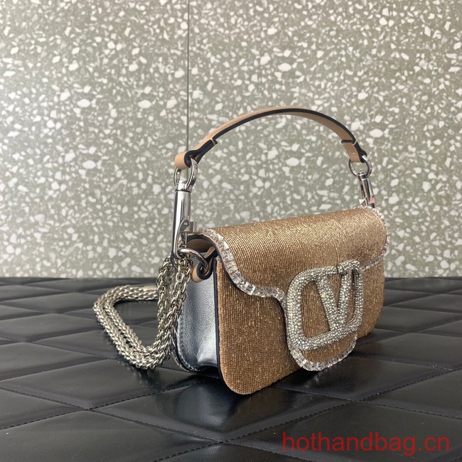 VALENTINO MINI LOCO imitation crystal shoulder bag WB0K53SL Apricot