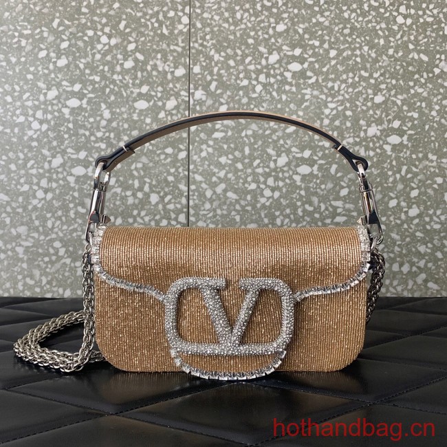 VALENTINO MINI LOCO imitation crystal shoulder bag WB0K53SL Apricot