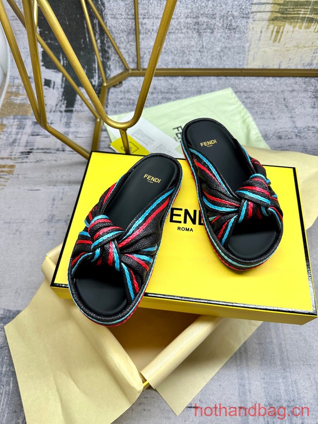 Fendi Feel raffia slides 93667-1