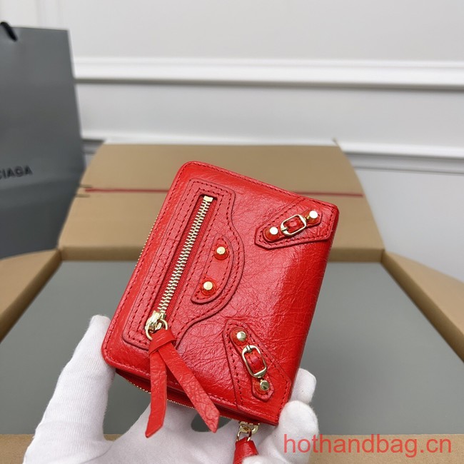 Balenciaga WOMENS LE CAGOLE MINI WALLET 71523 red