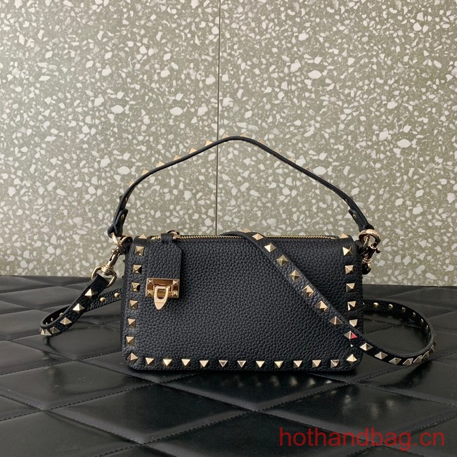 VALENTINO Rockstud small grain calfskin messenger bag YS097 black