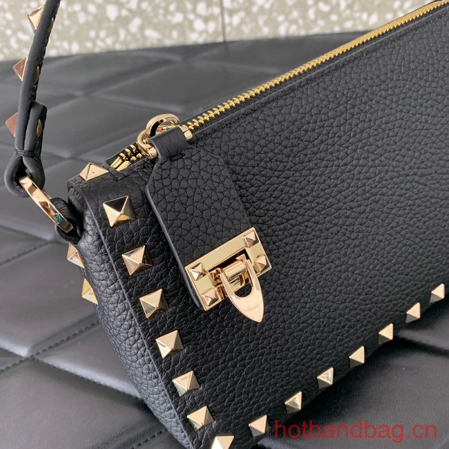 VALENTINO Rockstud small grain calfskin messenger bag YS097 black