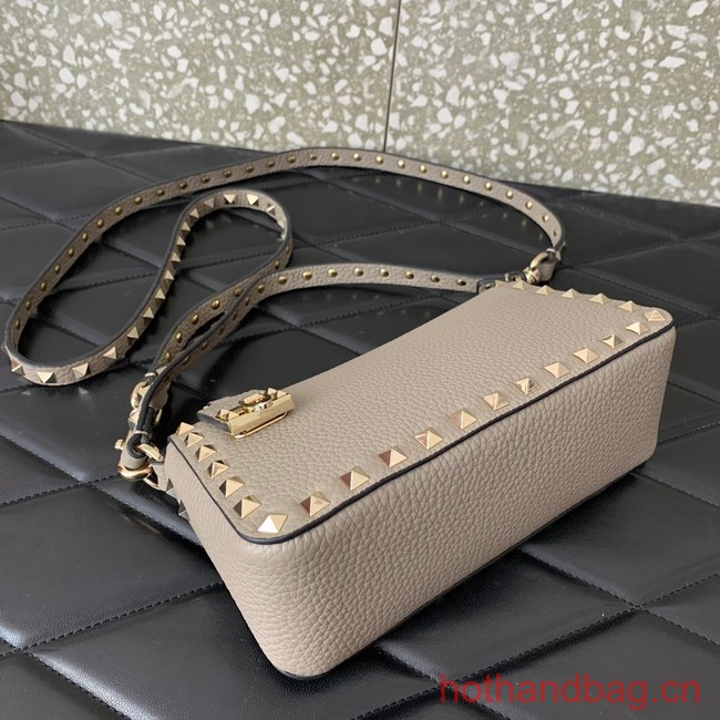 VALENTINO Rockstud small grain calfskin messenger bag YS097 gray