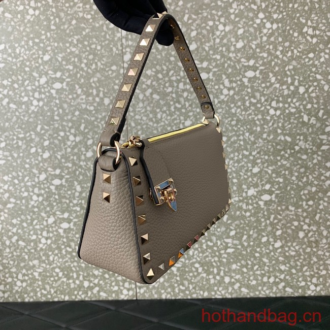 VALENTINO Rockstud small grain calfskin messenger bag YS097 gray