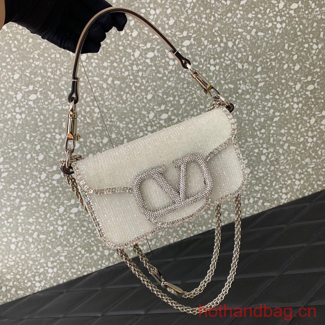 VALENTINO V-logo MINI LOCO bag beads 5032C white