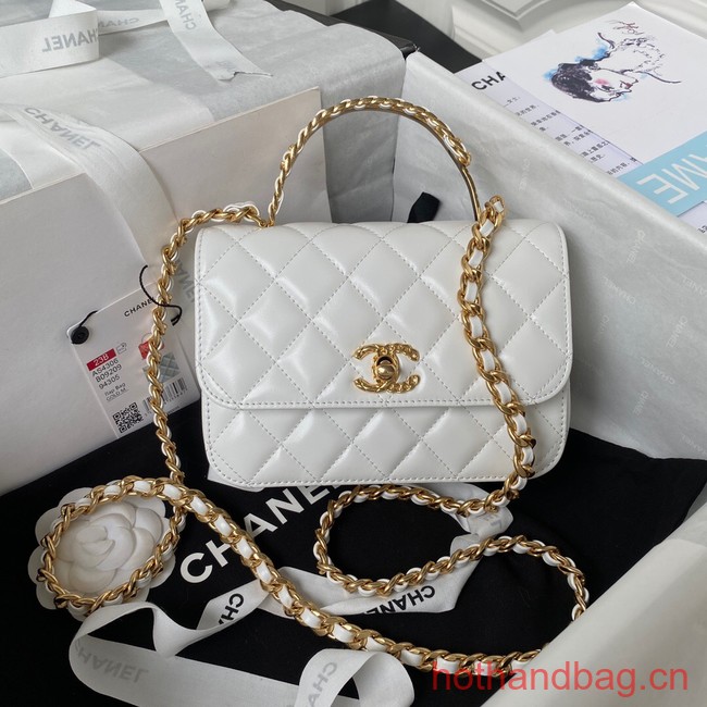 Chanel SMALL FLAP BAG WITH TOP HANDLE AS4306 white