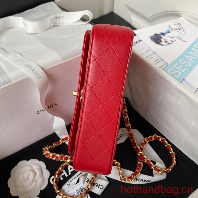 Chanel SMALL FLAP BAG WITH TOP HANDLE AS4307 red