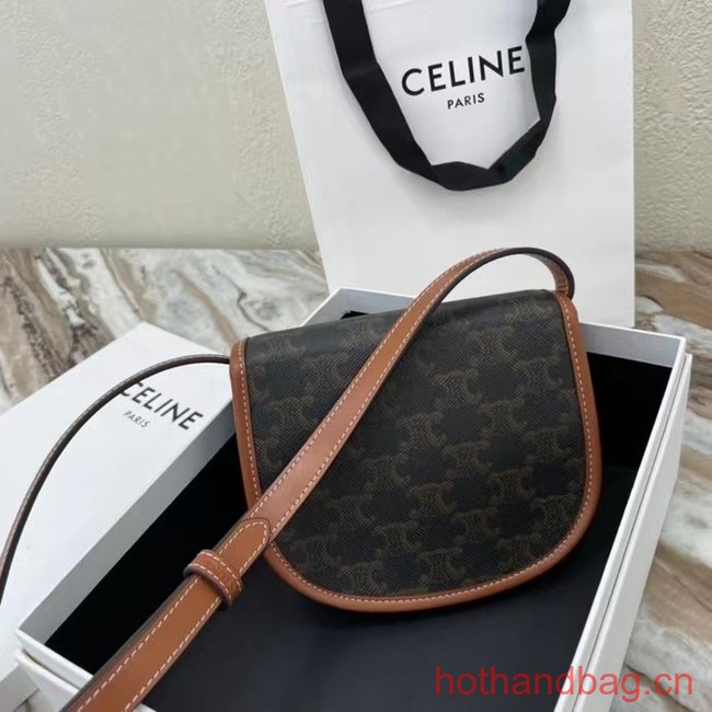 Celine MINI BESACE IN TRIOMPHE CANVAS AND CALFSKIN 196702 TAN