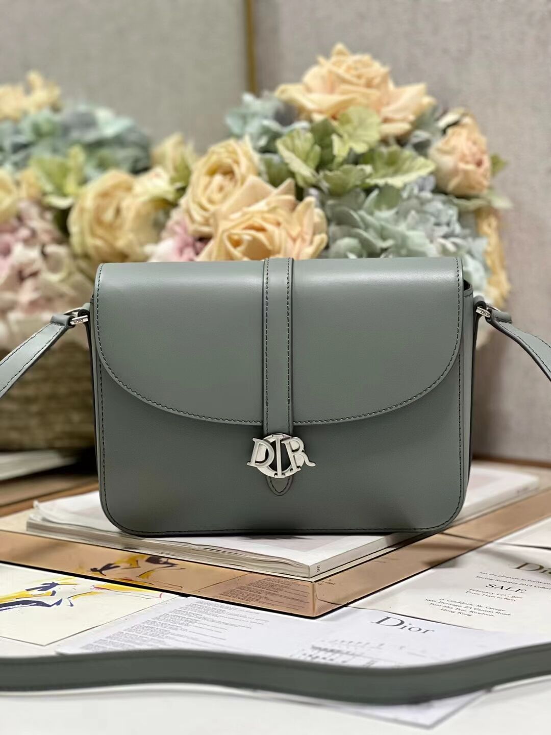 DIOR Calfskin Shoulder Bag C0561 gray