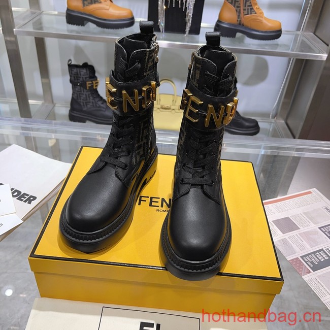 Fendi graphy Black leather biker boots 93702-2