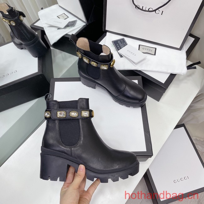 Gucci LEATHER ANKLE BOOT WITH BELT 93703-6