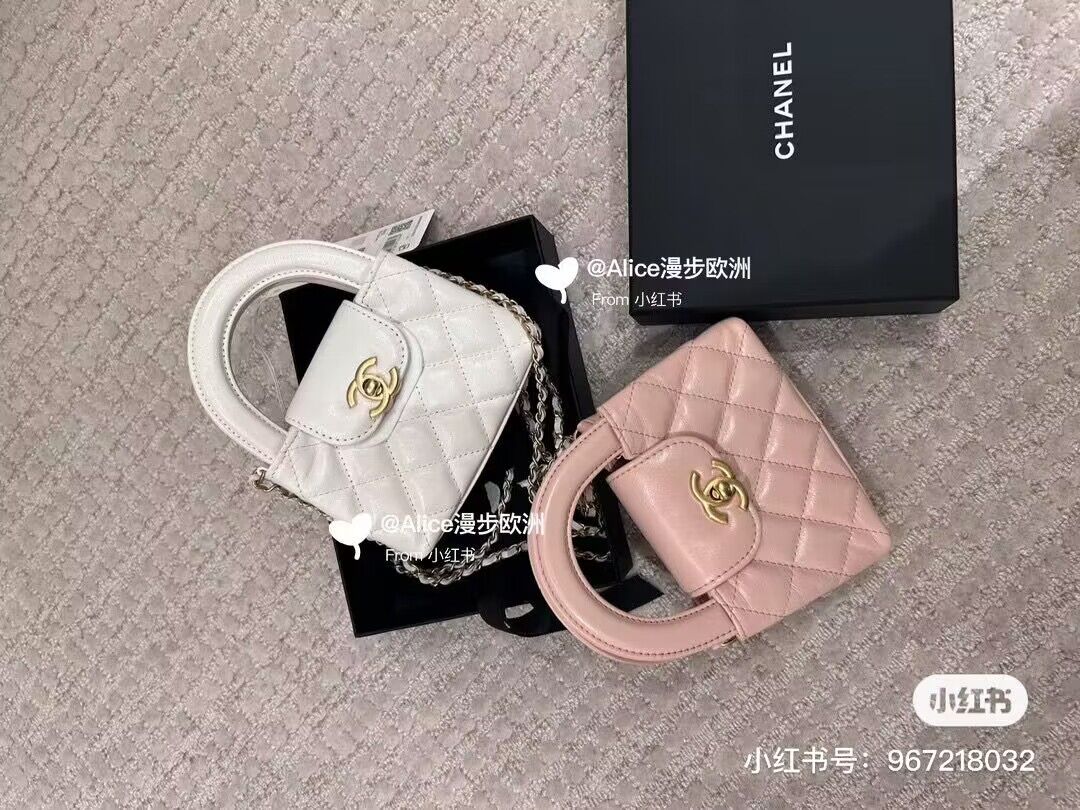 Chanel 23k Vintage Kelly Original Leather Top Handle Bag AS4416 Light Pink