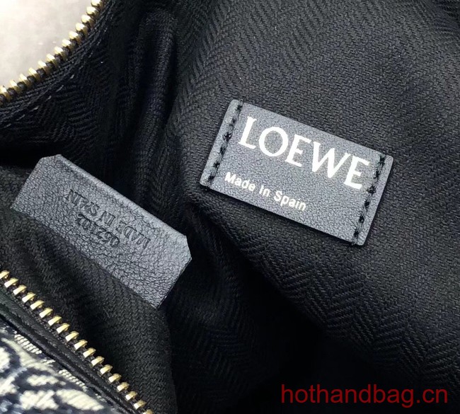 Loewe Miniature Anagram Jacquard and cow leather bag 651420 Navy blue&black