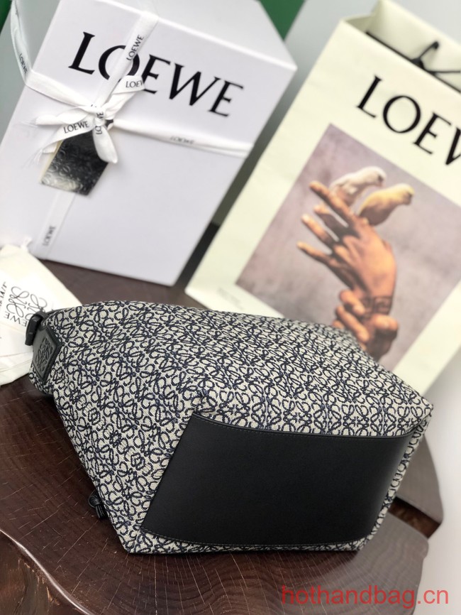 Loewe Miniature Anagram Jacquard and cow leather bag 651420 Navy blue&black