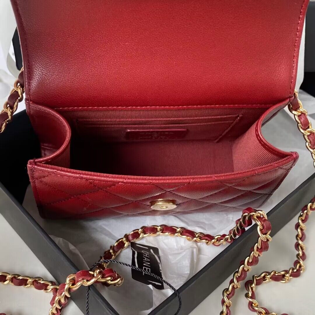 CHANEL 22B Kelly Pearl Top Handle Bag AP3513 Wine