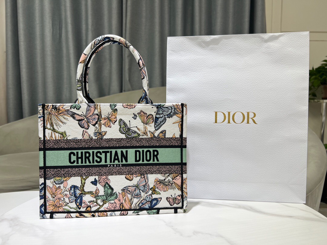 MEDIUM DIOR BOOK TOTE White Multicolor Toile de Jouy Mexico Embroidery M1296ZE