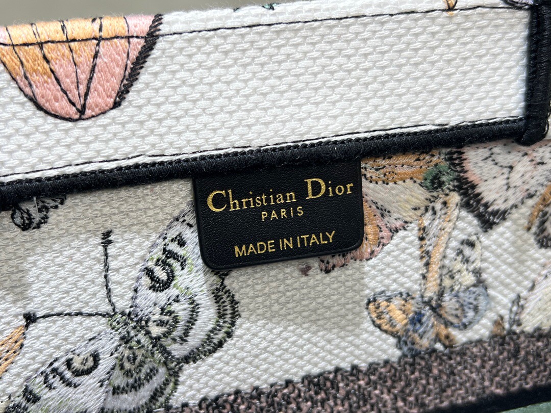 MEDIUM DIOR BOOK TOTE White Multicolor Toile de Jouy Mexico Embroidery M1296ZE