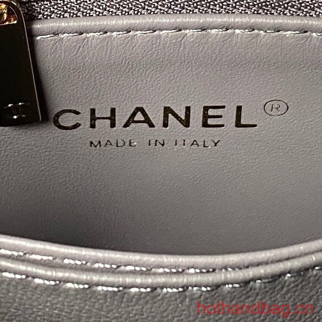 Chanel flap bag with top handle 92990 gray